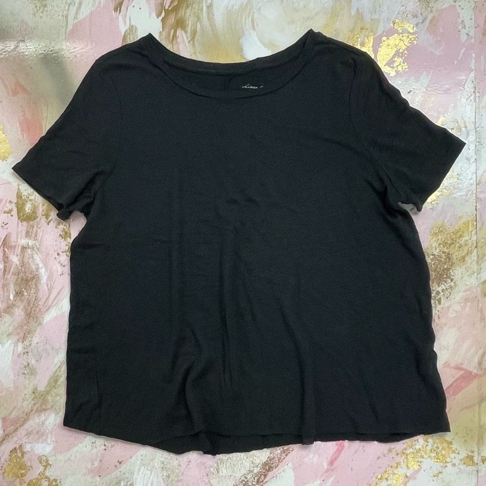 Loft black 100% linen short sleeve tee L